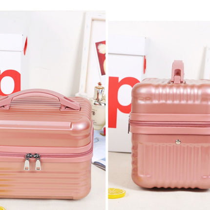 Black Durable Hard Shell Makeup Travel Case - Large Capacity Portable Cosmetic Organizer Box with Handle