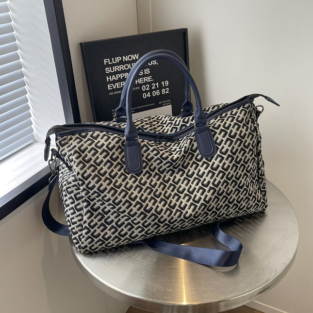 Dark Blue Stylish Geometric Pattern Travel Duffel Bag