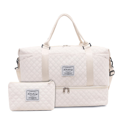Blue Chic 3-Piece Quilted Travel Bag Set - Duffel, Crossbody Sling & Toiletry Pouch - Large Capacity & Lightweight