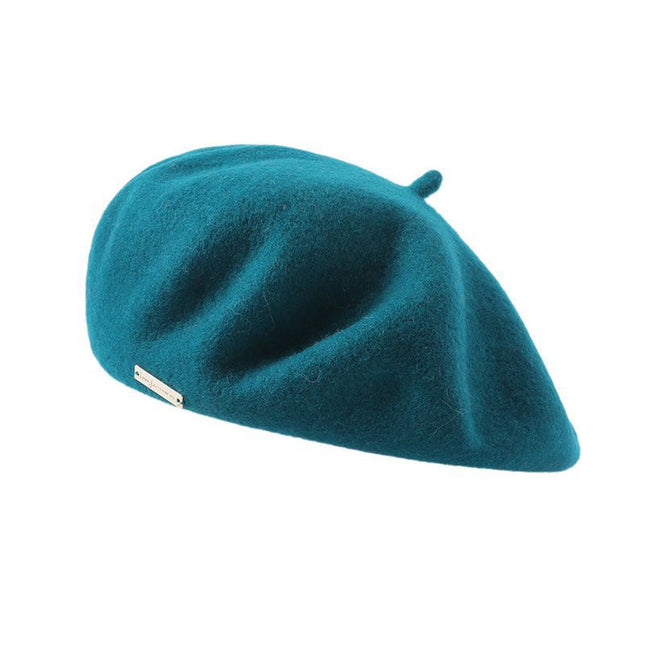 Blue Elegant Wool Beret