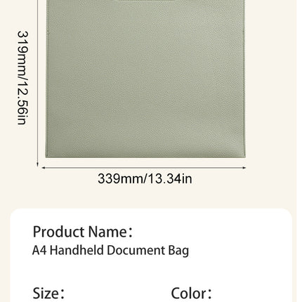 Beige Professional A4 PU Leather Document Bag - Waterproof Handheld File Folder Portfolio for Business & Conference
