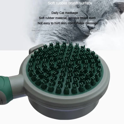 Pink And Grey Dual-Sided Pet Grooming Brush - Self-Cleaning Slicker & Gentle Massage Bath Comb for Dogs & Cats