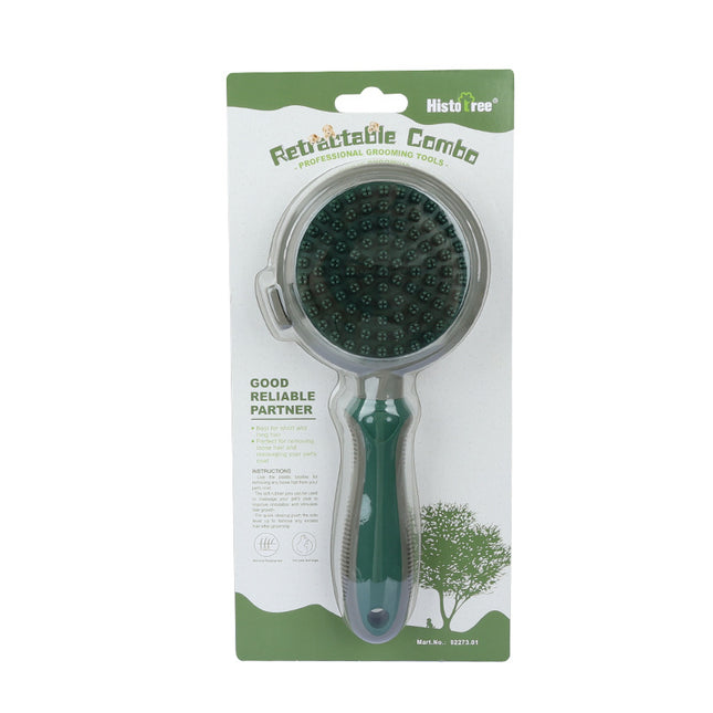 Green And Grey Dual-Sided Pet Grooming Brush