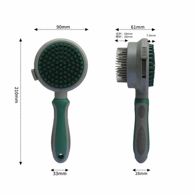 Green And Grey Dual-Sided Pet Grooming Brush – product detail