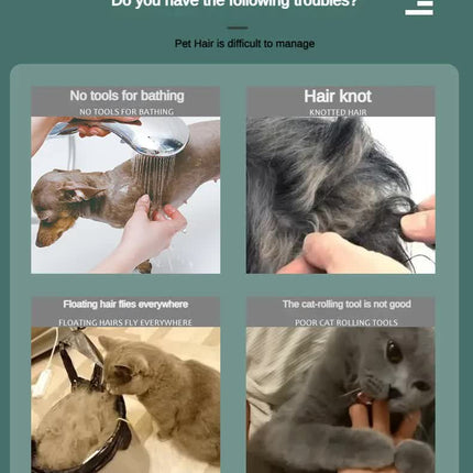 Green And Grey Dual-Sided Pet Grooming Brush - Self-Cleaning Slicker & Gentle Massage Bath Comb for Dogs & Cats
