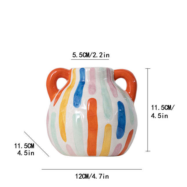Colorful Artistic Hand-Painted Ceramic Vase