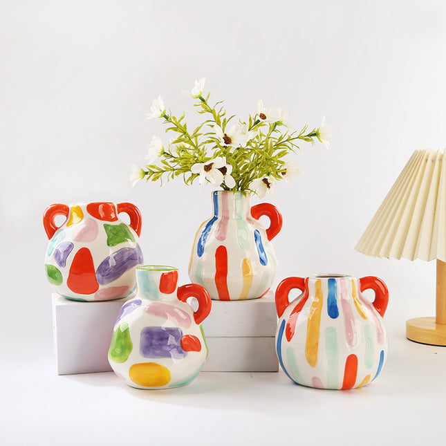 Colorful Artistic Hand-Painted Ceramic Vase – product detail