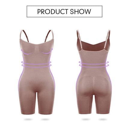 Size M Skin Color Seamless Full Body Shaper for Women - Tummy Control, Butt Lifter & Thigh Slimmer Bodysuit