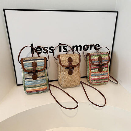 Khaki Boho Chic Woven Straw Crossbody Bag – product detail