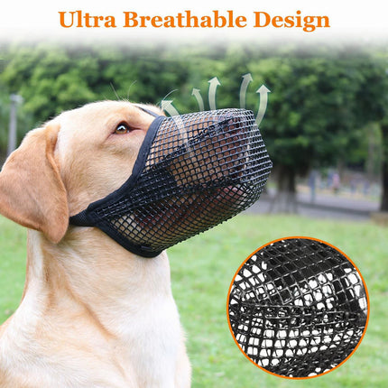 2 Pcs Size XS Black Breathable Mesh Dog Muzzle - Anti-Barking, Biting & Chewing - Adjustable & Comfortable Nylon Muzzle for Dogs