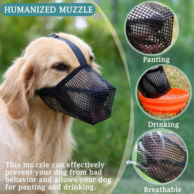 2 Pcs Size M Black Breathable Mesh Dog Muzzle – product detail