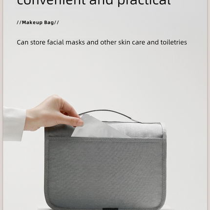 Black Eco-Friendly RPET Hanging Toiletry Bag - Large Capacity Waterproof Travel Makeup Organizer
