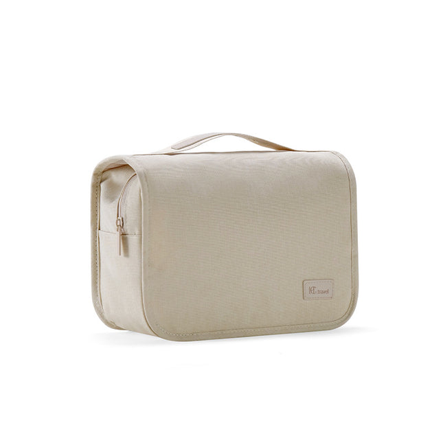 Beige Eco-Friendly RPET Hanging Toiletry Bag