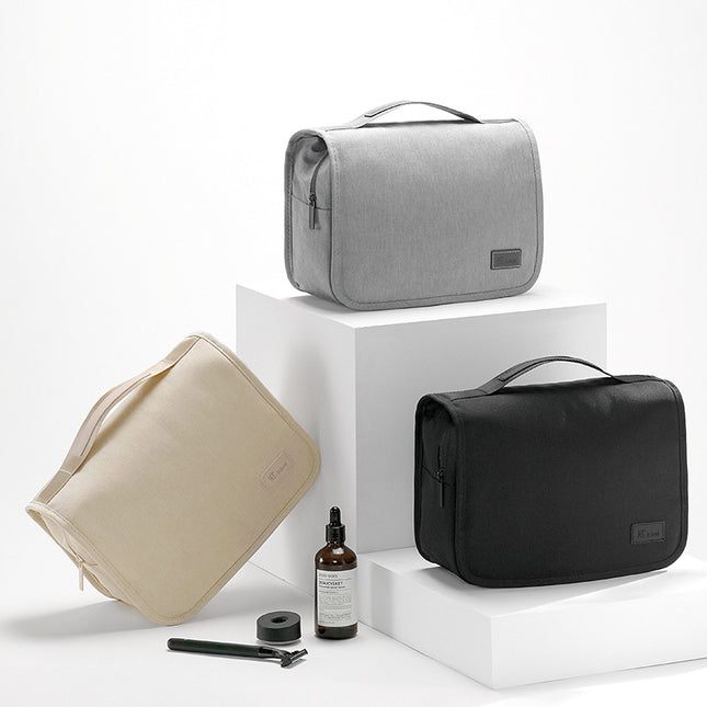 Beige Eco-Friendly RPET Hanging Toiletry Bag – product detail