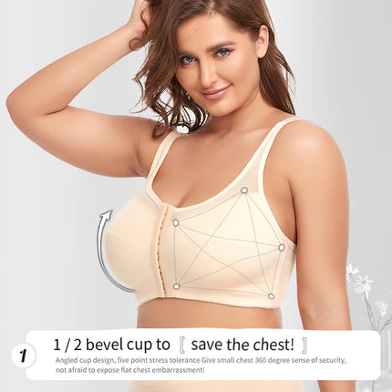 2 Pcs Size M Women's Wireless Large-Cup Lace Bra with Front Clasp - Comfortable, Breathable, Black