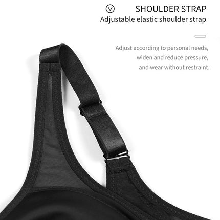 2 Pcs Size M Women's Wireless Large-Cup Lace Bra with Front Clasp - Comfortable, Breathable, Black