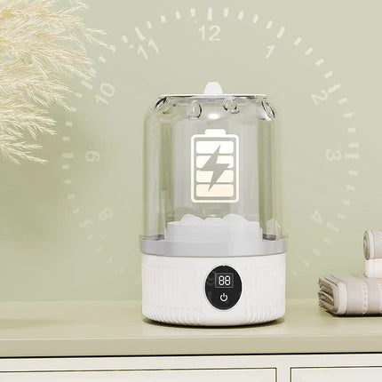White Portable Mini Washing Machine - Rechargeable USB-C Electric Washer for Travel, Delicates & Socks