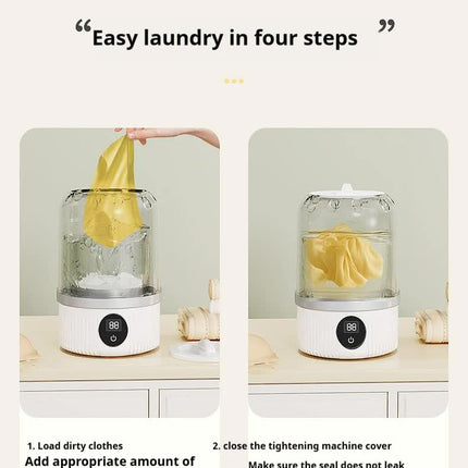 Blue Portable Mini Washing Machine - Rechargeable USB-C Electric Washer for Travel, Delicates & Socks