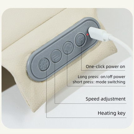 Beige Slim Wireless Shiatsu Back Massager Cushion - Rechargeable Heated Massage Pad for Full Back Relief