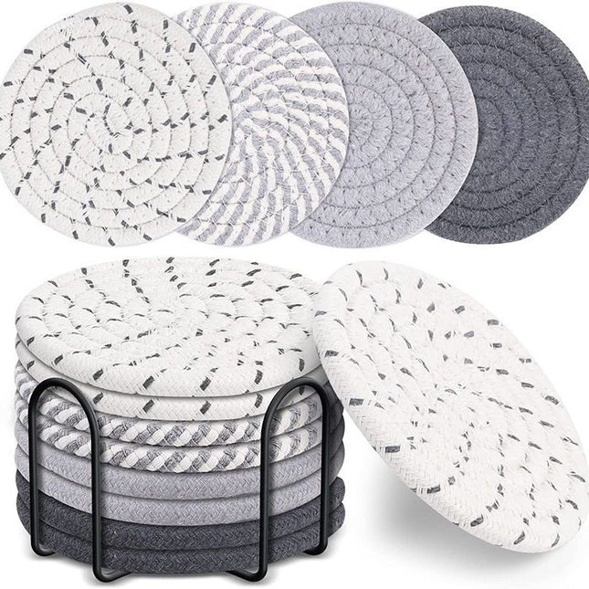 Grey Absorbent Woven Cotton Coasters