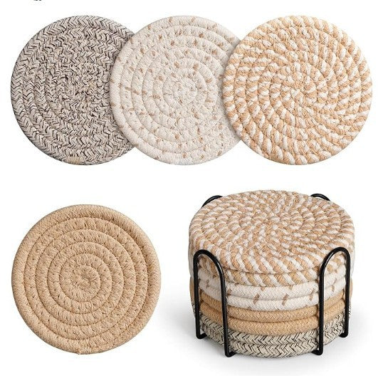 Khaki Absorbent Woven Cotton Coasters