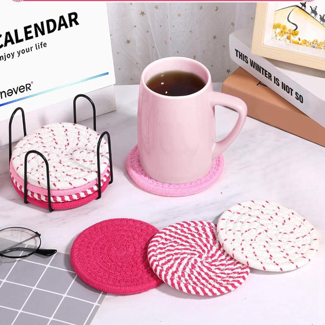 Beige Absorbent Woven Cotton Coasters – product detail