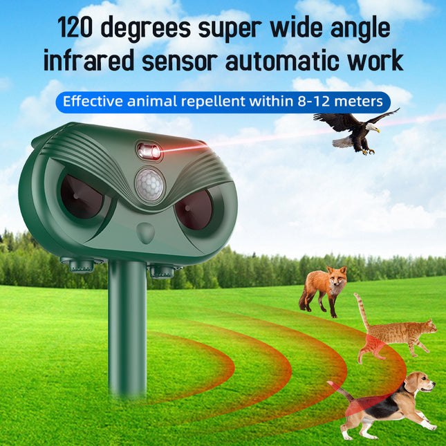 Green Advanced Solar Powered Ultrasonic Animal Repeller