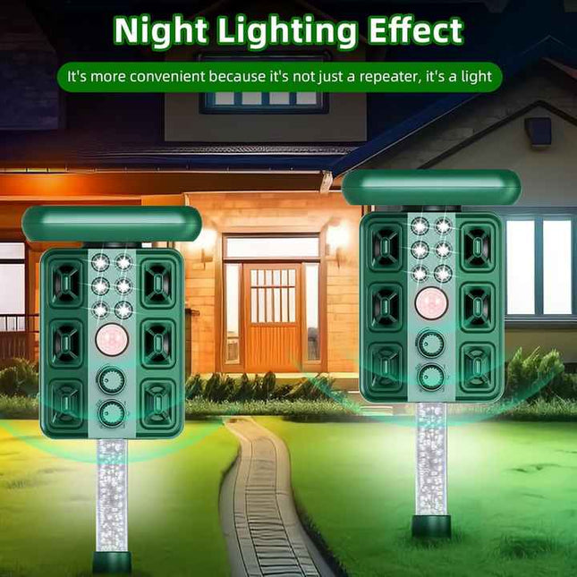 Green Solar Powered Ultrasonic Animal Repeller – product detail