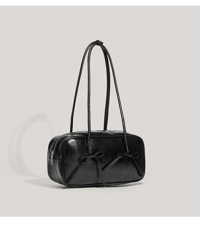 Black Chic PU Leather Baguette Shoulder Bag