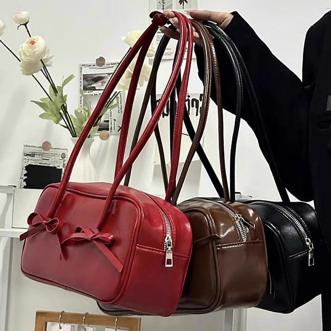 Black Chic PU Leather Baguette Shoulder Bag – product detail