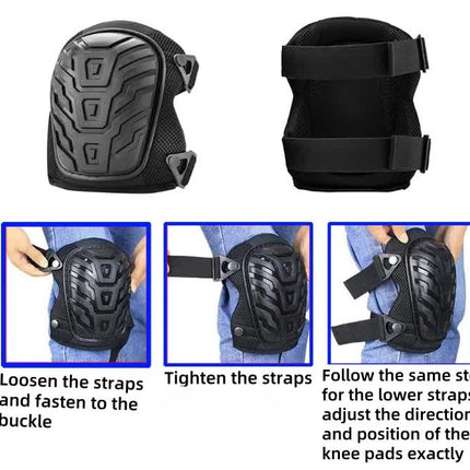 1 Pair Black Professional Hard Shell Knee Pads - Heavy Duty Protection for Work, Construction, Gardening & Outdoor Sports