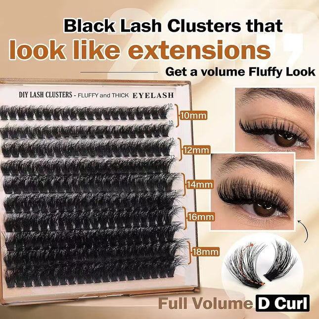 3 Pcs Black Stunning 100D DIY Lash Clusters
