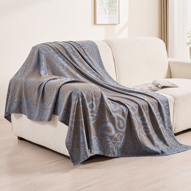 Brown Taupe and Blue Elegant Patterned Throw Blanket – product detail