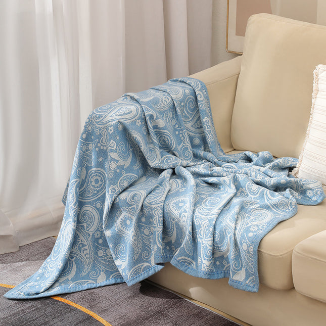 Blue Luxurious Paisley Jacquard Throw Blanket – product detail
