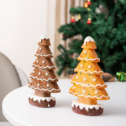 Yellow Charming Gingerbread Christmas Tree Figurine – surface and form