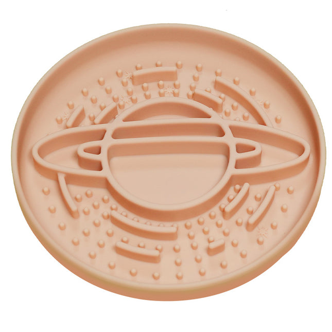 Apricot Silicone Planet Slow Feeder Dog Bowl