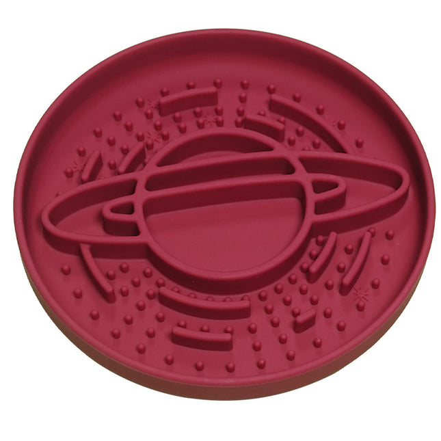 Red Silicone Planet Slow Feeder Dog Bowl