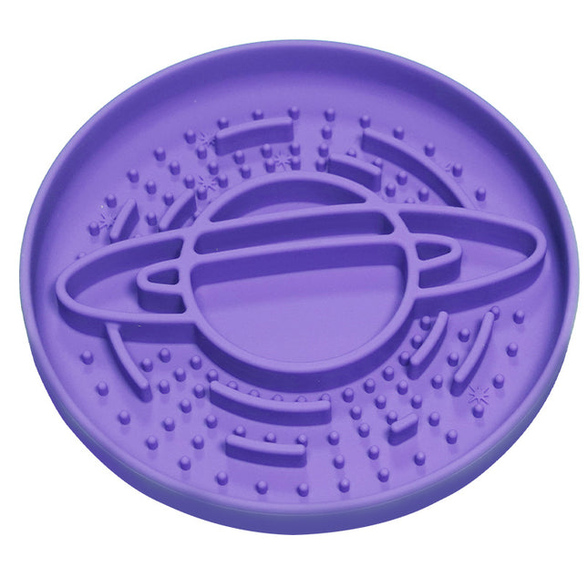Purple Silicone Planet Slow Feeder Dog Bowl