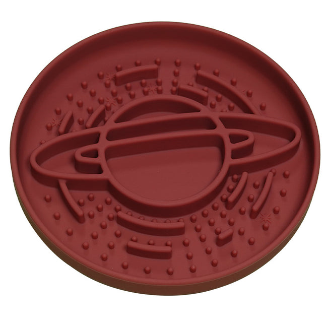 Dark Red Silicone Planet Slow Feeder Dog Bowl
