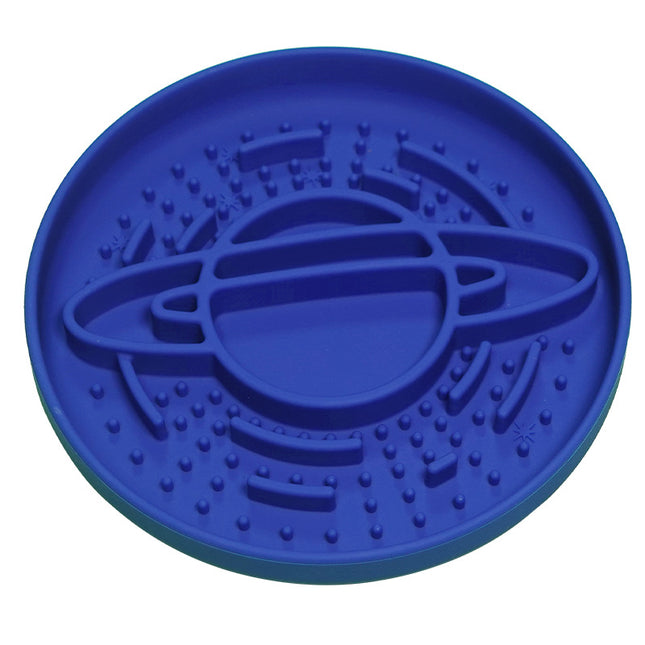 Dark Blue Silicone Planet Slow Feeder Dog Bowl