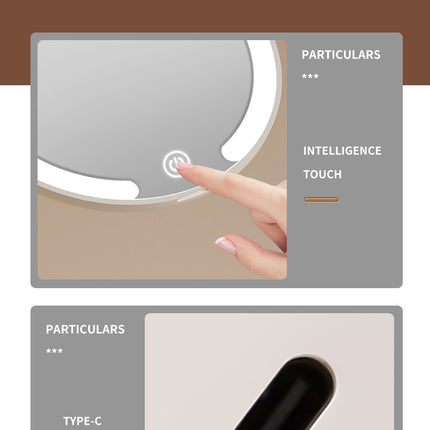 Yellow LED Travel Makeup Mirror - Rechargeable Compact Mirror with 3 Color Lights, 1x/5x Magnification & Smart Auto On/Off