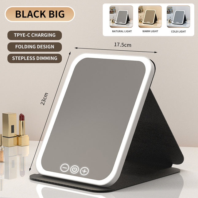 Black Large Foldable LED Makeup Mirror