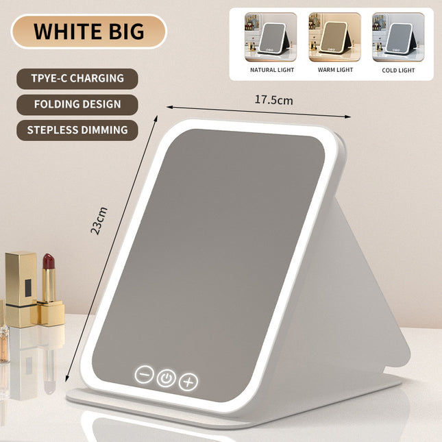 White Large Foldable LED Makeup Mirror