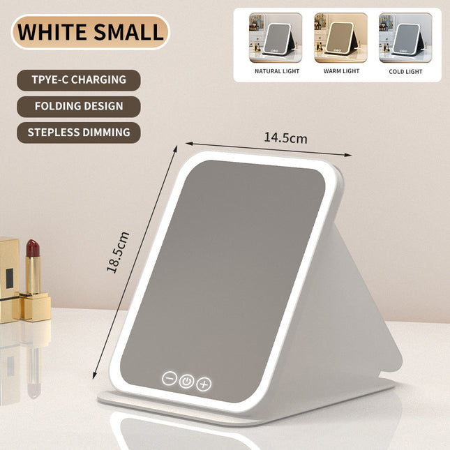 White Small Foldable LED Makeup Mirror