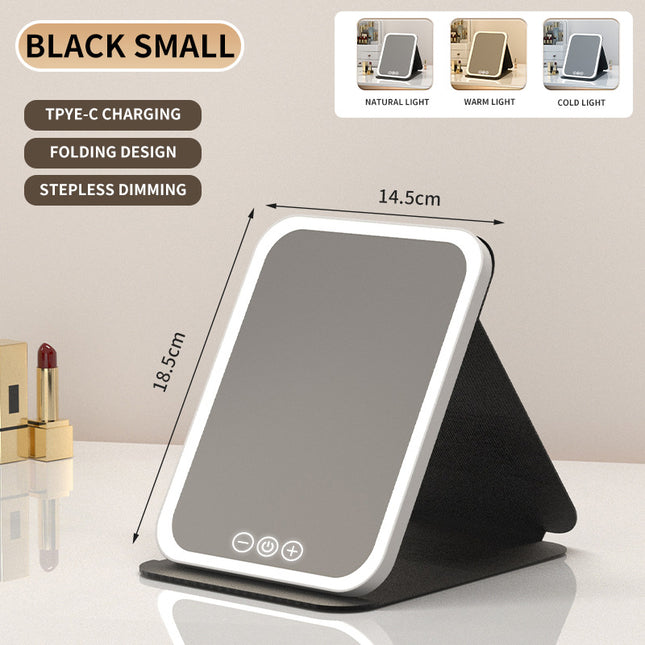 Black Small Foldable LED Makeup Mirror