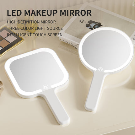 White Square Portable Handheld LED Makeup Mirror – product detail
