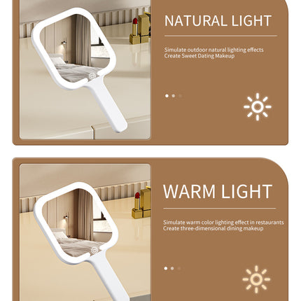 Light Yellow Square Portable Handheld LED Makeup Mirror – product features