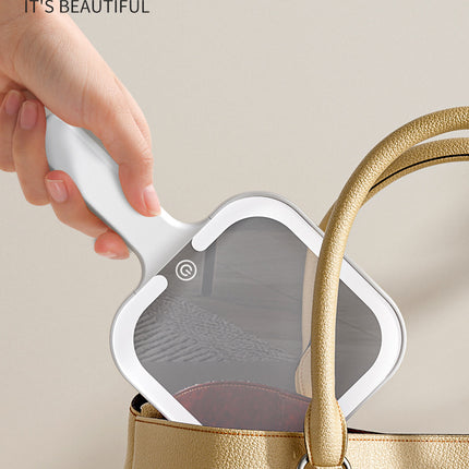 Light Yellow Square Portable Handheld LED Makeup Mirror – surface and form