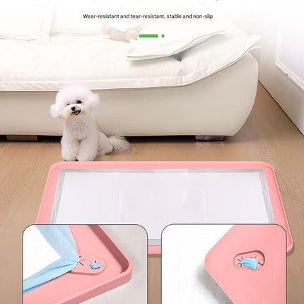 Grey Reusable Silicone Pet Pee Pad Holder - Non-Slip Training Tray with Spill-Proof Edges for Dogs & Puppies(62cm x 42cm)