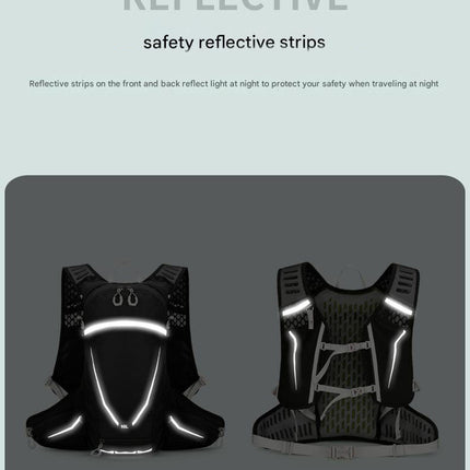 Black Lightweight 16L Outdoor Cycling & Hiking Backpack - Water-Repellent Nylon Daypack with Reflective Strips